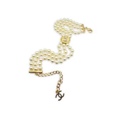 CHANEL CC FAUX PEARL GOLD CHOKER ABE253